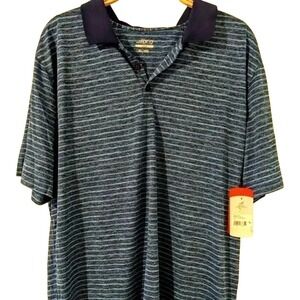 BCG Golf Polo Shirt Mens XL Blue Gray Striped Short Sleeve Collared‎ Casual NWT